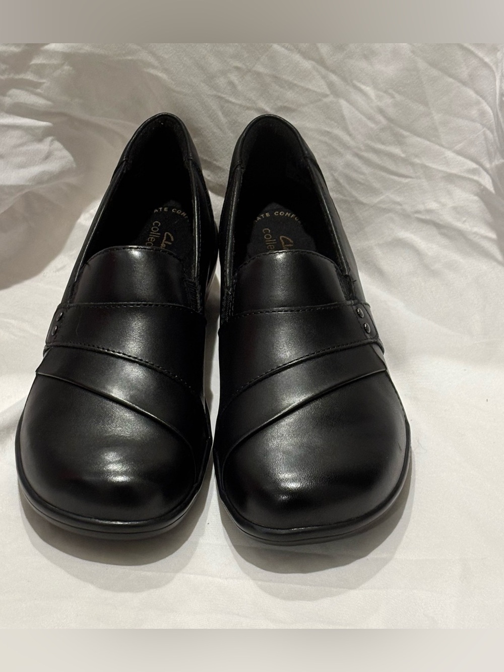 Clarks' May Marigold Clog Flats Shoes Black Slip-On Women's Loafers Size 8 M New